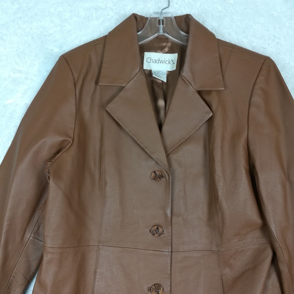 Chadwicks Chestnut Brown Leather Button-Front Coat - Picture 11 of 12